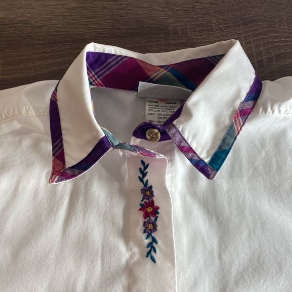 Vintage 80’s Jantzen Womens Embroidered Medium White Button up - Picture 5 of 9